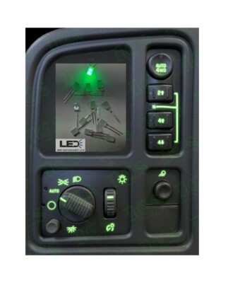 Green Left Dash Switch DiY Led Upgrade Kit GM Trucks and SuV's 03-06