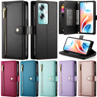 For Oppo A79 A38 A58 A78 A56 Reno 12 Pro Zipper Wallet Flip Cover Slim Back Case