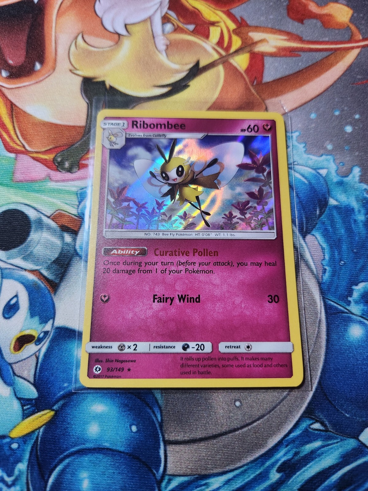 Pokemon TCG - Ribombee 93/149 SM Sun Moon Base Set Holo Rare Card - NM