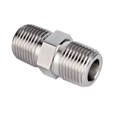 FITOK Pipe Fitting Hex Nipple 1/16 Male NPT 316 SS 11000 psi, SS-PHN-NS1