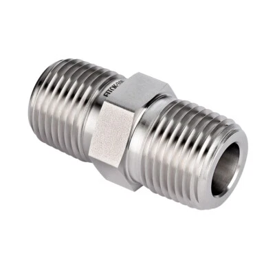 FITOK Pipe Fitting Hex Nipple 1/8 Male NPT 316 SS 10000 psi, SS-PHN-NS2