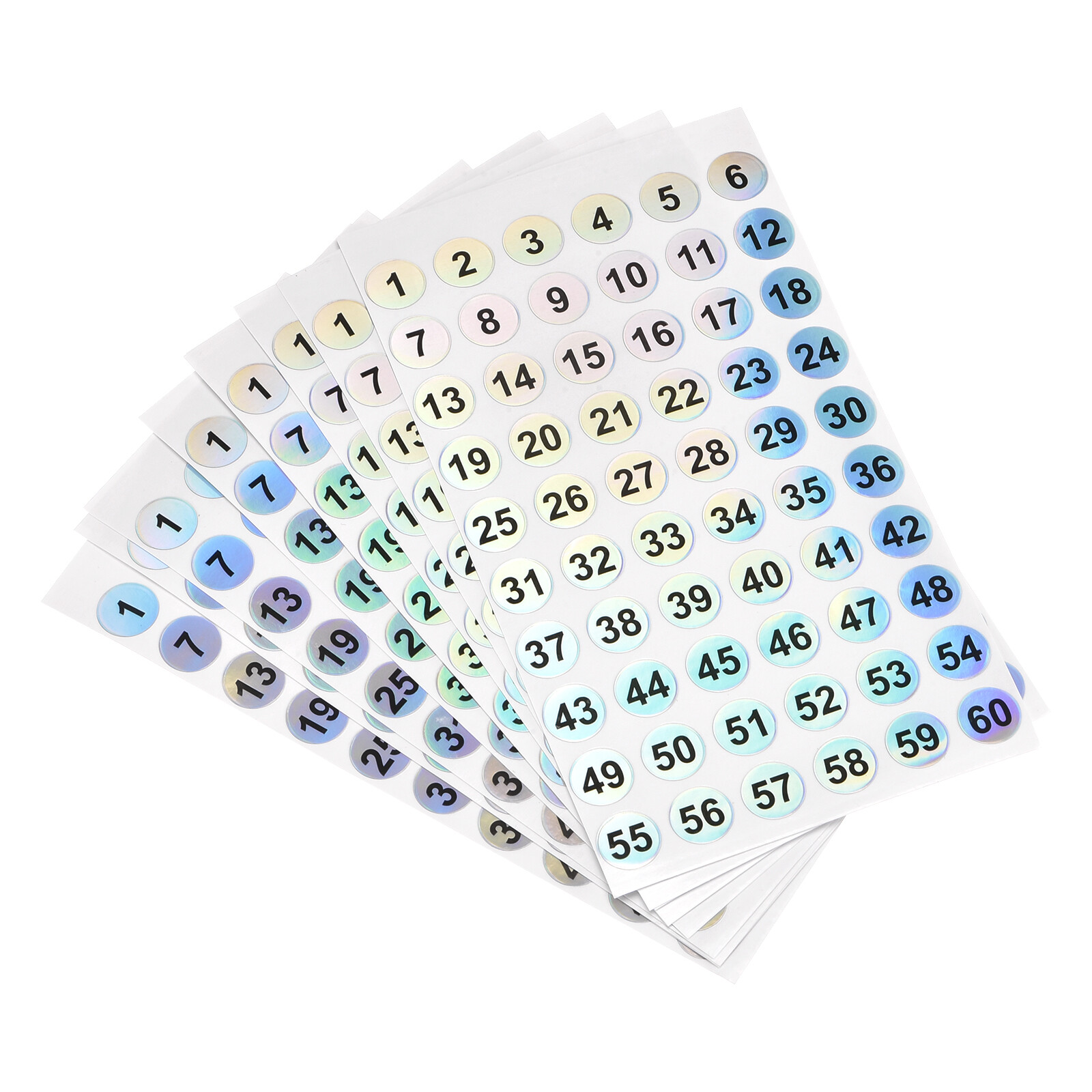 Number Sticker 1 to 60 Number Self Adhesive Reflective Label, Pack of 10