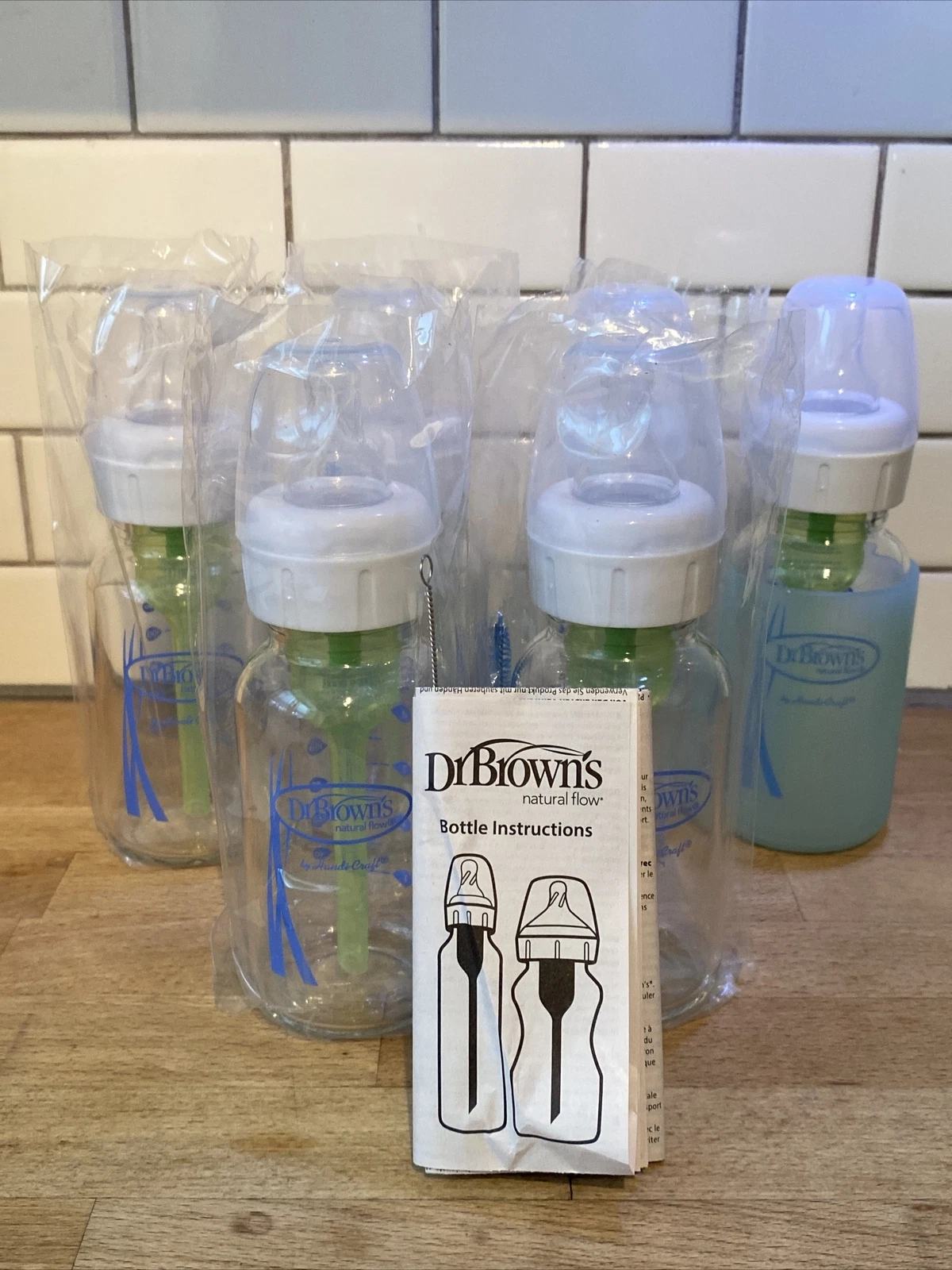Lot of 6 NEW Dr. Brown's Narrow Glass Baby Bottles 4 oz
