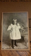 1890's Cabinet Card Photograph - Young Girl with Bows in Hair-143-J36