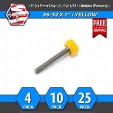 6-32 x 1" Thumb Screw Stainless Steel - Yellow Round Knurled Knob - USA