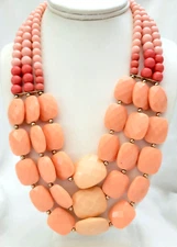 Charming Charlie BIB Pink Tones Resin Beaded Layered Collar Necklace 19" L