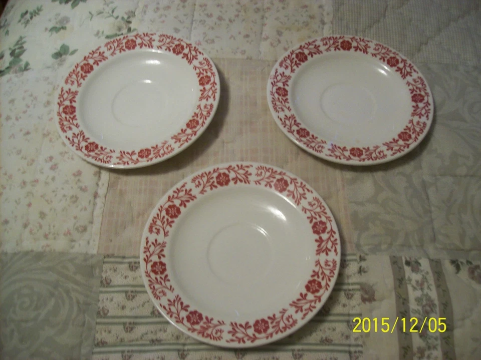 Homer Laughlin Pergamino Rojo Patrón Floral 7 Platillos 2 Tazas de Café D-46 N 6 Foto 4 de 4