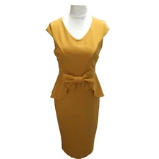 Next Womens Midi V Neck Yellow Cocktail Wedding Ladies Dress Plus Size 12 14-18