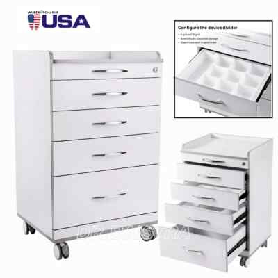 4 Drawers Dental Mobile Cabinet Side Cart Medical Utility Storage Cart