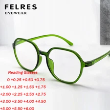Men Women Polygon Reading Glasses Blue Light Blocking Full Frame Classic Glasses