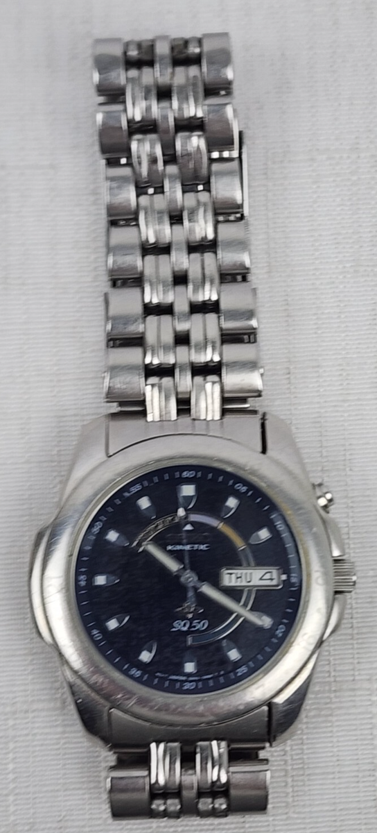 Seiko Kinetic SQ 50 Watch 5M43-0A20 Cobalt Blue Dial Vintage | eBay