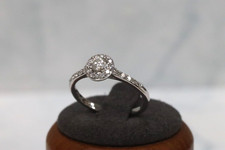 9ct White Gold Diamond Engagement Ring - Size P - UK Hallmark