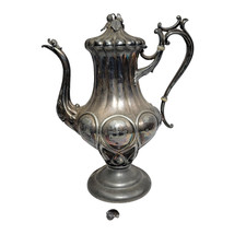 Antique Jan 12, 1858, Reed & Barton Holloware 12" Silverplate Coffee Pot #1919