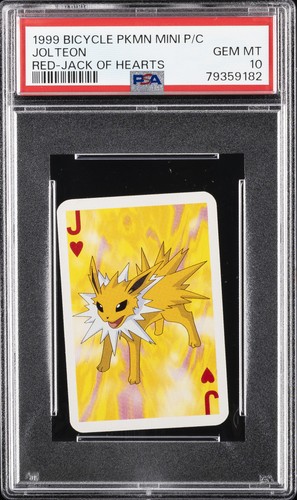 1999 BICYCLE POKEMON MINI PLAYING CARDS RED DECK JACK OF HEARTS JOLTEON PSA 10