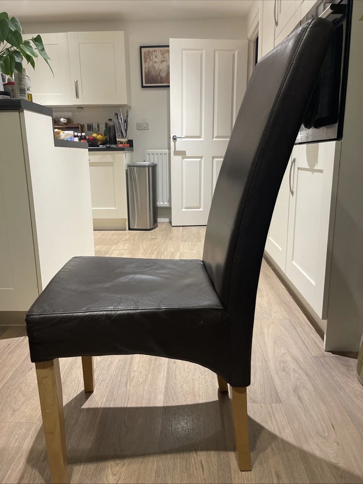 Marble Table And Leather Chairs - Image 2 of 4