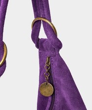 Beautiful purple suede Joe Browns hobo slouch bag with gold hardware.