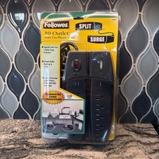 Fellowes 10-Outlet Surge Protector 1430 Joules Power Strip Phone Coax Fax NEW