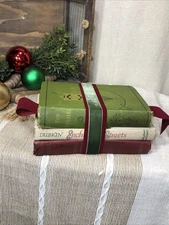 VTG. Antique Book Stack Lot Of 3 | Worn Old Bookshelf Decor | XMAS Staging Prop