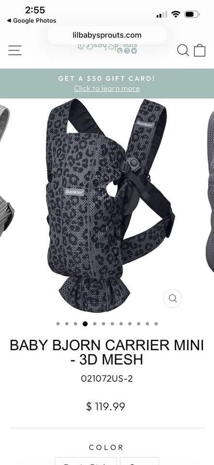 Mini portabebés Baby Bjorn estampado antracita/leopardo Foto 3 de 4