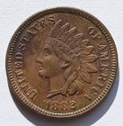 1882 Indian Head Cent Ch AU, Better Grade Penny 1C coin