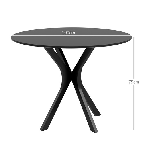 HOMCOM Tavolo da Pranzo Moderno Rotondo per 4 Persone in Acciaio e MDF Nero - Foto 4 di 10