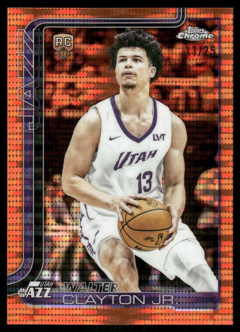 L753 WALTER CLAYTON JR 2025-26 TOPPS CHROME ORANGE PULSAR REFRACTOR /25 JAZZ 268