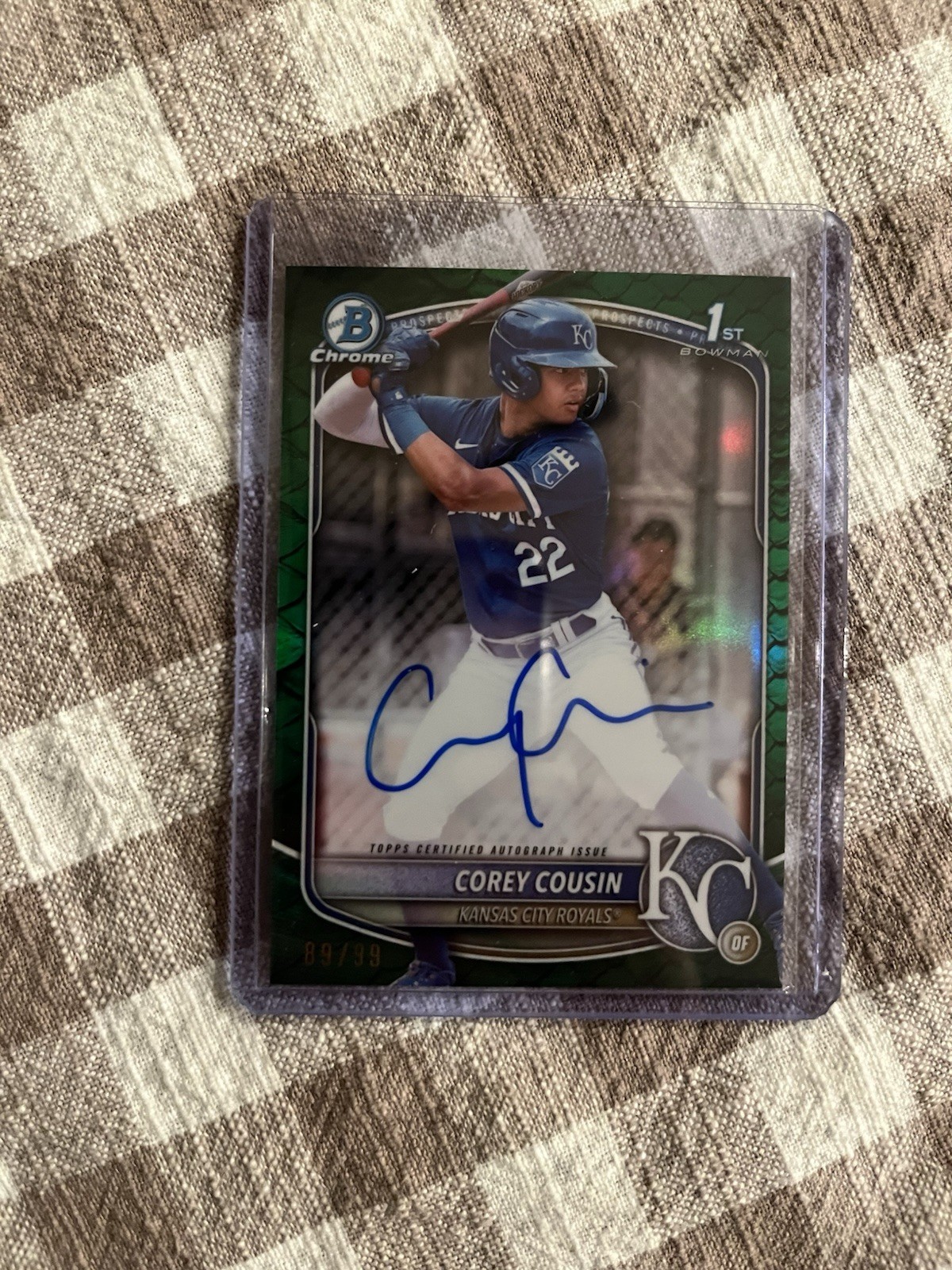 Corey Cousin 2025 Bowman Chrome 1st Auto Green Reptilian /99 #CPA-CCO Royals