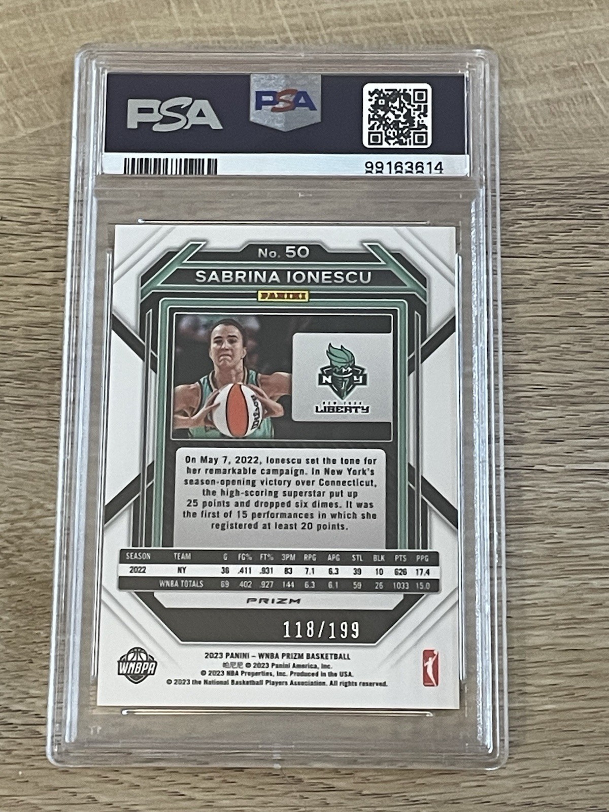 2023 WNBA Panini Prizm #50 Sabrina Ionescu Red /199 New York Liberty 🔥 PSA 10 view 2