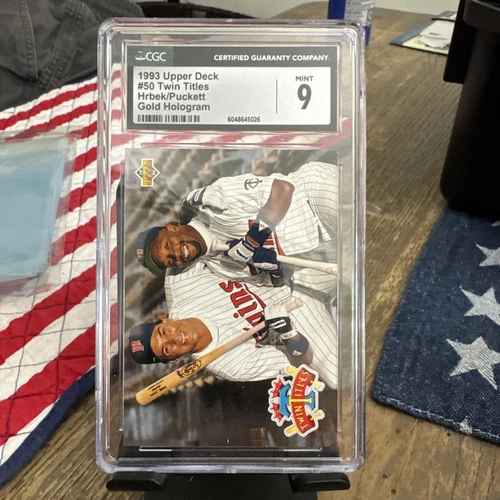 1993 Upper Deck #50 Twin Titles Kent Hrbek / Kirby Puckett Teammates Twins CGC 9
