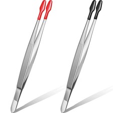 2 Pieces Rubber Tipped Tweezers Forceps Silicone Coated Soft Tweezers Rubber Tip