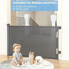 MOMYMUST Retractable Baby Gate, 33" Tall, Extends up to 55" Wide, Durable Auto