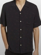 Allsaints - Morse Code Black Heart Relaxed Fit Button Down Men's Small