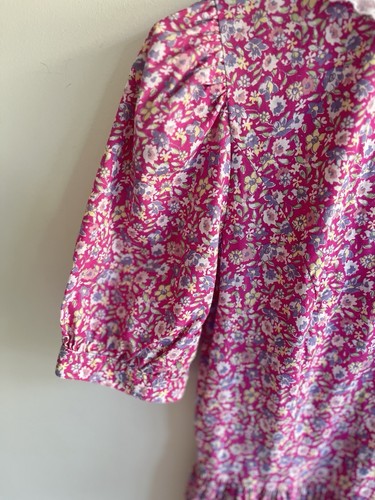 VTG Laura Ashley Floral Midi Dress Lace Peter Pan Collar Short Sleeves Sz7 - Picture 4 of 15