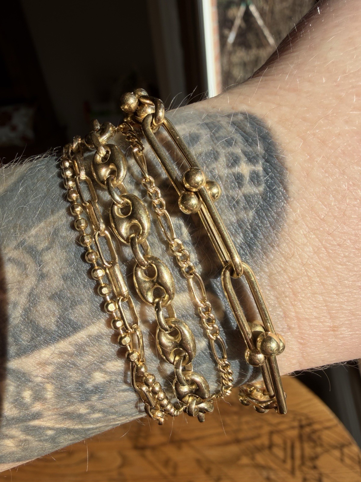 Solid Gold Tiffany Style Toggle Bracelet Heavy St… - image 1