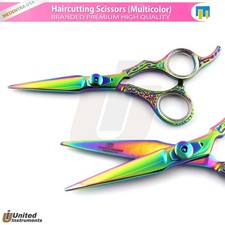 Professional Hairdressing Scissors 6 Inch Multicolor Floral Rainbow Barber Shear