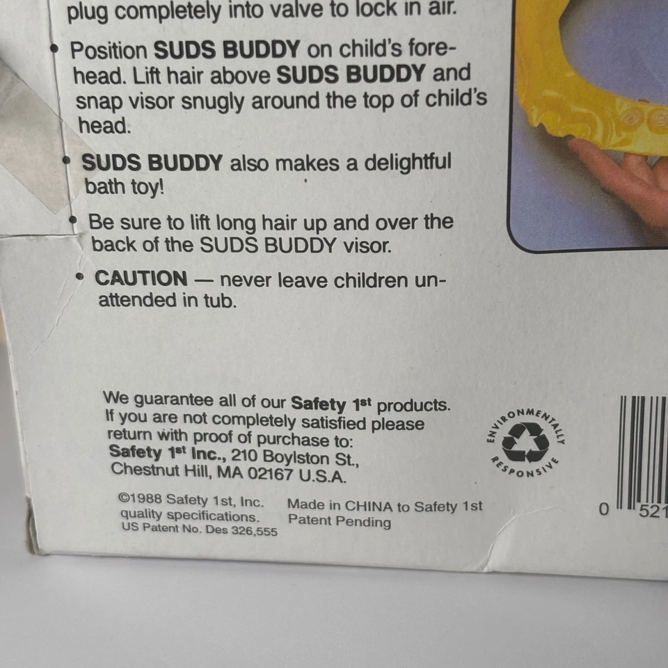 Champú inflable vintage Safety 1st Suds Pal Buddy visera de baño pato niños nuevo de stock Foto 3 de 4