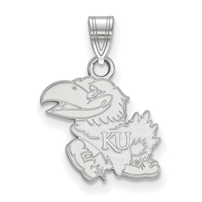 10k White Gold LogoArt University of Kansas Jayhawk Small Pendant 1W002UKS