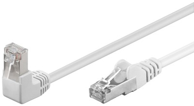 CAT 5e Netzwerkkabel, 90° gewinkelt, U/UTP; CAT 5-0025 U/UTP (1x90°) white 0.25m
