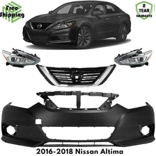 Front Bumper Cover Fascia & Grille Assembly Kit For 2016-2018 Nissan Altima