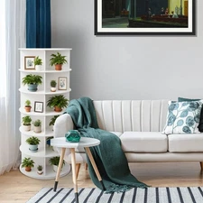 Rotating Shoe Rack Tower 6 Tier Organizer, Revolving 360 White Shoe Rack Storage