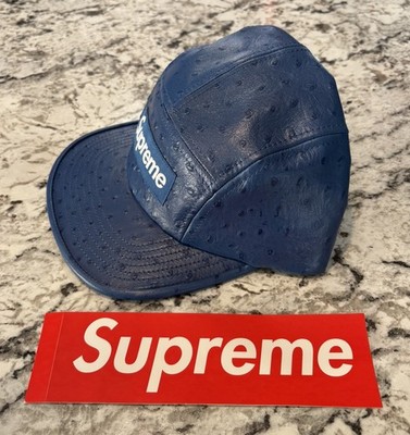 Supreme Ostrich Embossed Leather Gore-Tex Camp Cap Blue - 26SS