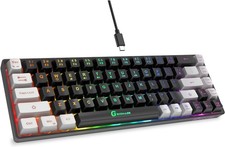 65 Gaming Keyboard, LED Backlit Mini Wired, Ultra-Compact Anti-Ghosting No-Conf