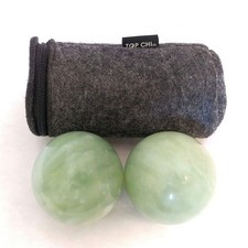 Top Chi Green Jade Baoding Balls with Carry Pouch for Hand Therapy, Exercise,...