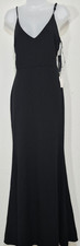 NWT Lulus black V-neck mermaid floor length maxi dress gown LG Crepe Sleeveless