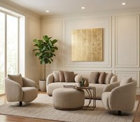 3 Sitzer Sofa Sessel Couchtisch Beige Bequem Modern Wohnzimmer