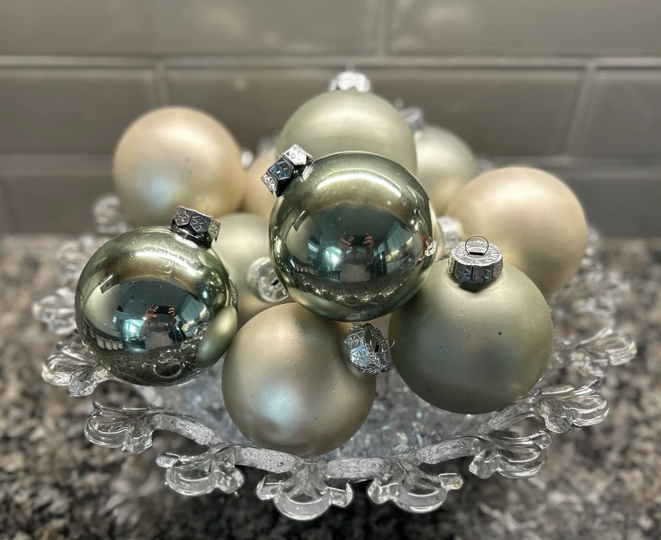 Lote de 10 adornos de bombilla de Navidad de vidrio mercurio de colección grandes esmerilados brillantes monocromáticos Foto 4 de 4