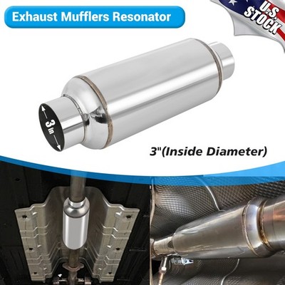 3.0'' Inlet / Outlet Quiet Muffler Resonator SS Exhaust Vibrant Resonator Steel