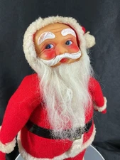 Vintage Mid Century Rubber Face 10 3/4” Santa Claus Doll, Rushton Style