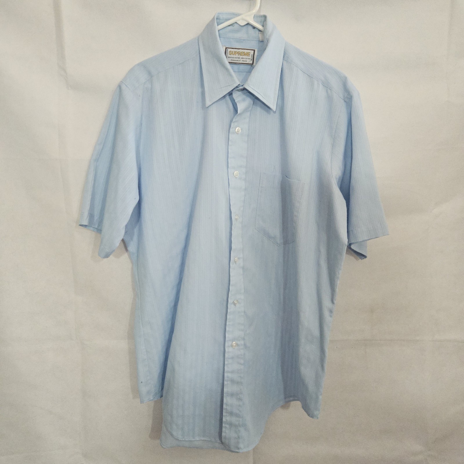 Vintage Supreme Short Sleeve Blue Dress Shirt Button Up Size 16