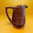 Vintage McCoy Beehive Pitcher, Ribbed Texture, Brown, 22 Oz. ,MP#646